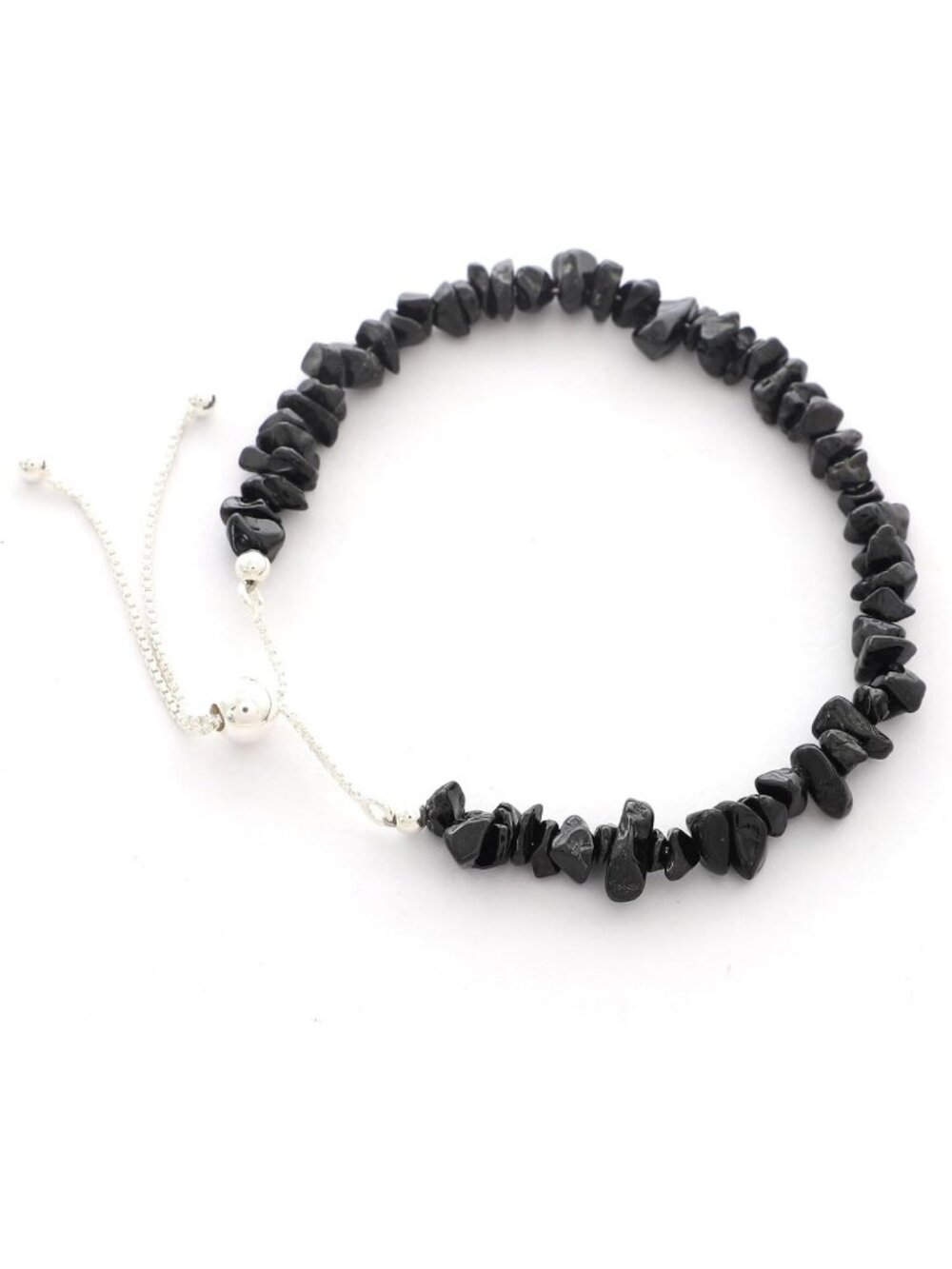 Natural Black Spinel Bolo Bracelet in Sterling Silver - August Birthstone Gift